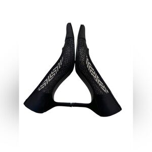 Etienne Aigner Black Satin Sheer Heels Size 8.5 Narrow